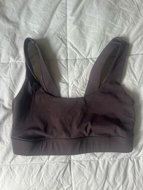 Vuori Wide-Strap Scoop Sports Bra in Dark Brown